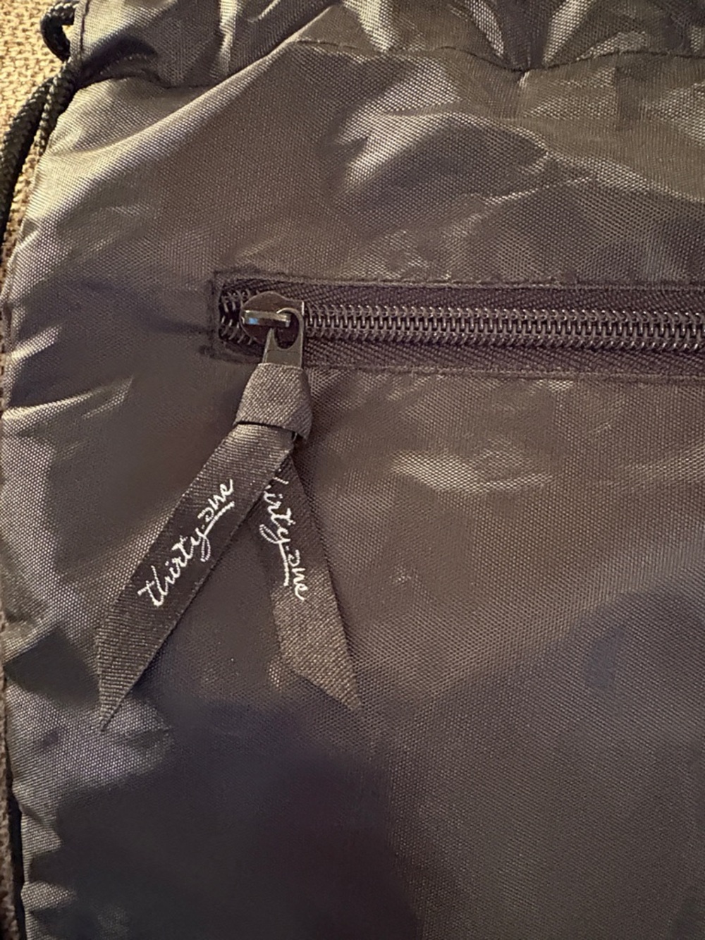 Black Ruffled Drawstring Backpack - Picture 3 of 3